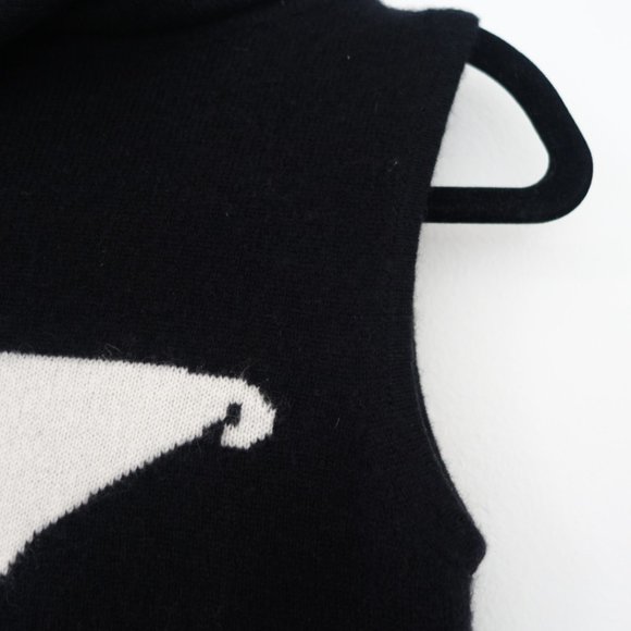 Vtg Voyage Logo Black Cashmere Sweater Vest With Long Neck Made In Italy, Sz 6 - Picture 4 of 11